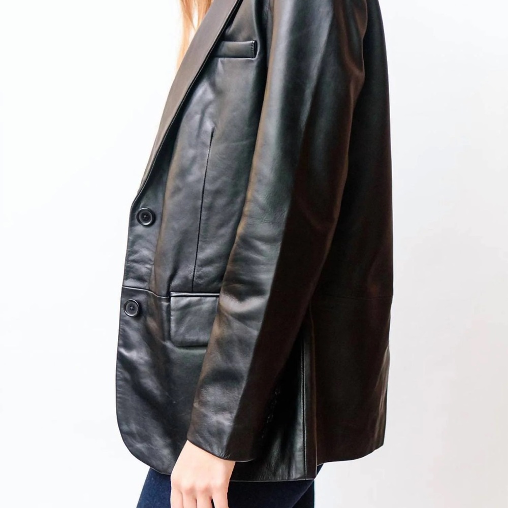 NWOT Walter Baker Black 100% Lamb Leather Blazer Size XL - Picture 9 of 16